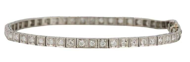 Vintage 2.60ctw Round Diamond Milgrain Square Tennis Bracelet in Platinum