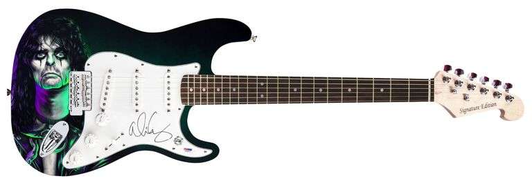 Alice Cooper Autographed Custom Graphics Guitar