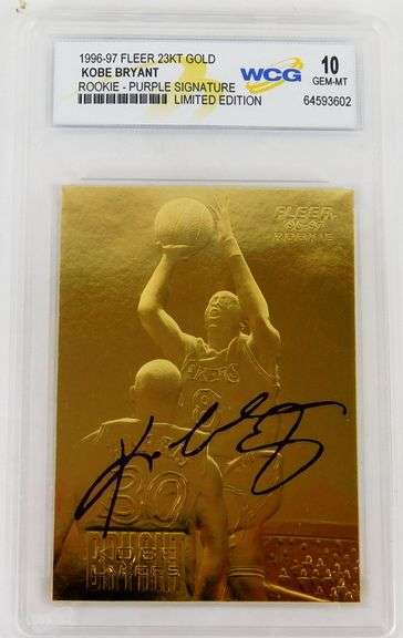 Kobe Bryant 23KT Rookie Purple Signature Basketball Card, 10 Gem-MT