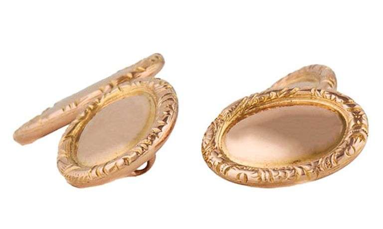 Vintage Tiffany & Co. Polished Florentine Oval Cufflinks in 14K