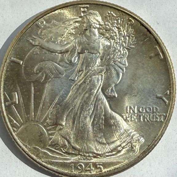 1945 Gem Frosty White Unc Walking Liberty Half