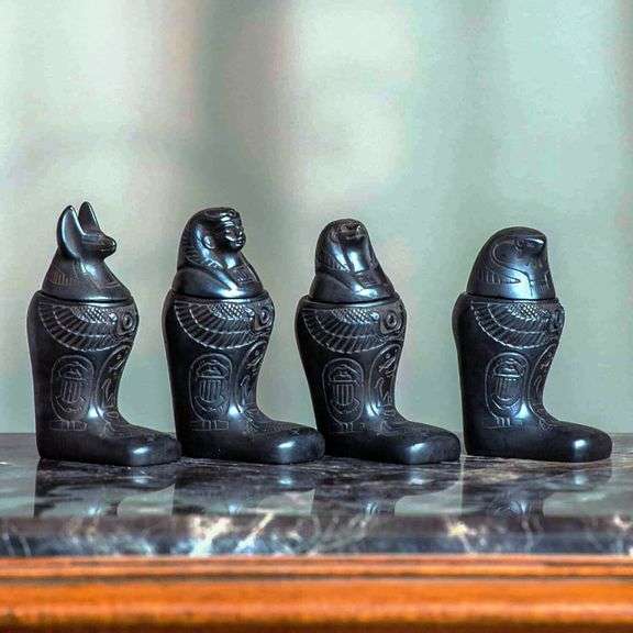 Set of 4 Egyptian Canopic Jars Made in Egypt