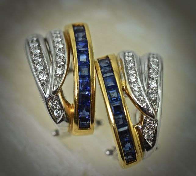 Beautiful 18K Two-Tone Sapphire & Diamond Suite