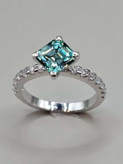 .Ct  Rare Russian Color Change Lab Created Alexandrite Asscher Cut Ring