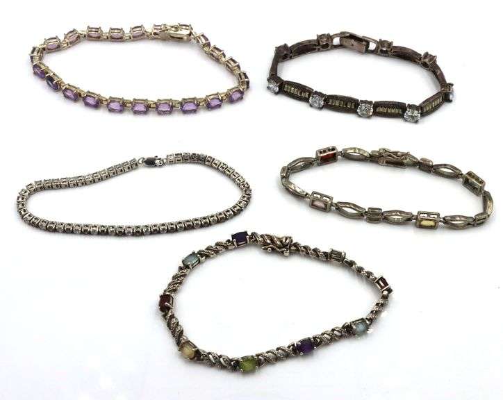 Vintage 925 sterling silver group lot of 5 bracelets