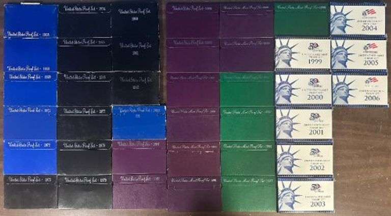 Huge Collection of 39 Different Proof Sets 1968 to 2006