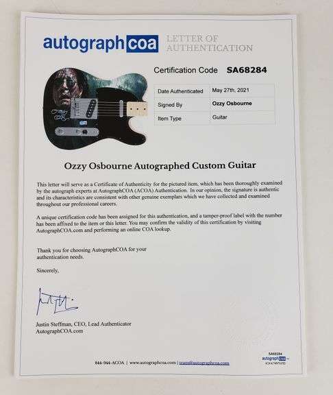 Ozzy Osbourne Signed Fender Album Lp Cd Art Graphics Photo Guitar BAS Witness
