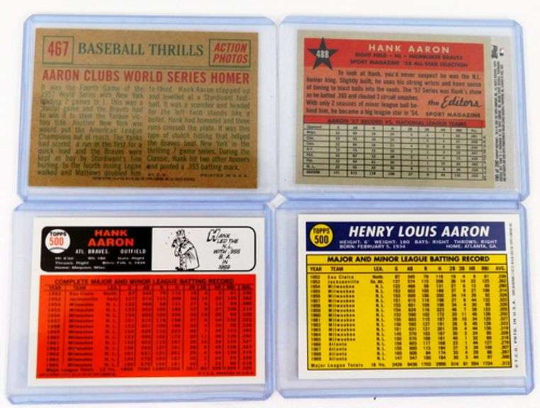 4 Hank Aaron Reprint Baseball Cards