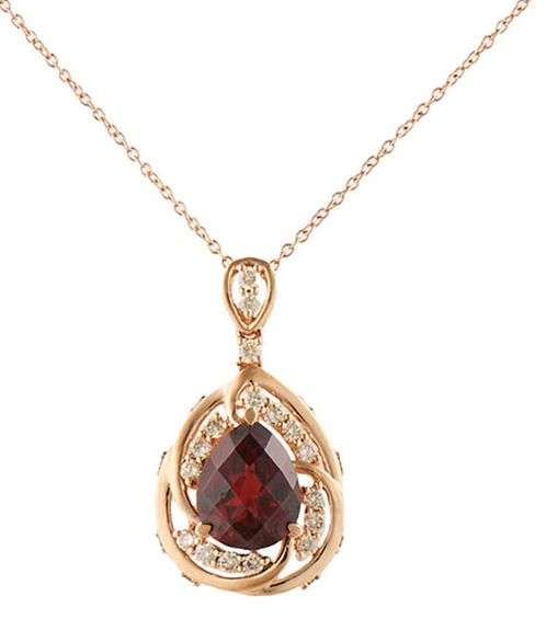 Le Vian Crème Brulee 2.60ct Pomegranate Garnet and 0.45ctw Diamond Pendant Necklace in 14K