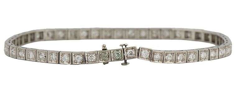 Vintage 2.60ctw Round Diamond Milgrain Square Tennis Bracelet in Platinum