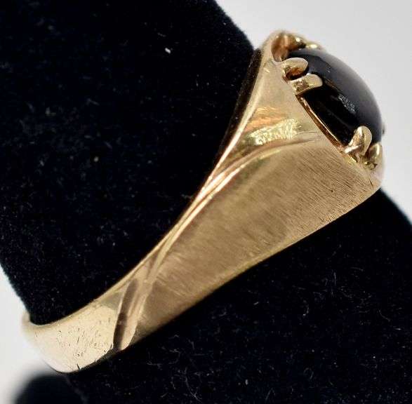 Sparkling 10K Yellow Gold Brown Star  Sapphire Gemstone Ring