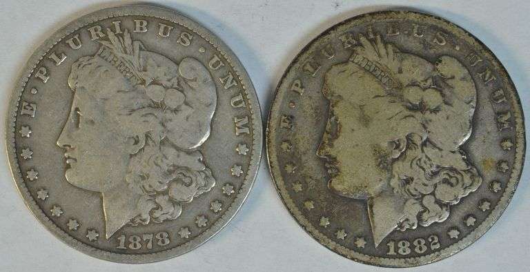 Scarce 1878-CC & 1882-CC Morgan Silver Dollars