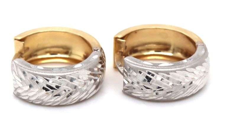 Versatile 14k W&Y Reversible Huggie Earrings