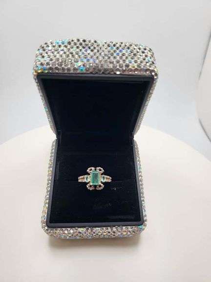 Victorian natural emeralds and diamond accent ring