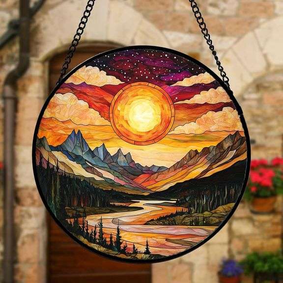 Stained Glass Sunset Suncatcher