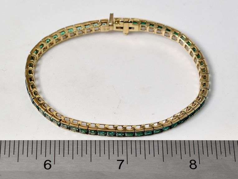 Calming 10K Yellow Gold Green Tourmaline Gemstone Bracelet