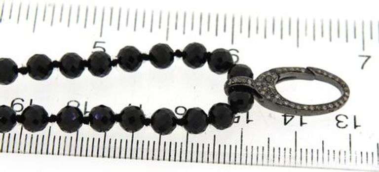 Black Spinel & Silver Diamond Clasp Necklace
