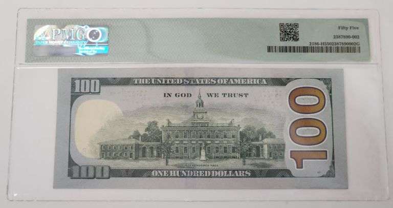 2009A $100 Serial Number 4 - PMG AU55