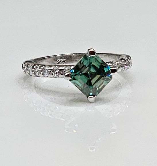 2.75 Ct Lab Simulated Russian Alexandrite and Diamond Asscher Cut Ring
