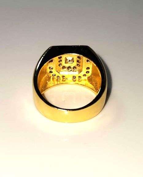 Men's 14 Kt Gold Plate 5.75 Cttw. Lab Simulated Diamond Ring.