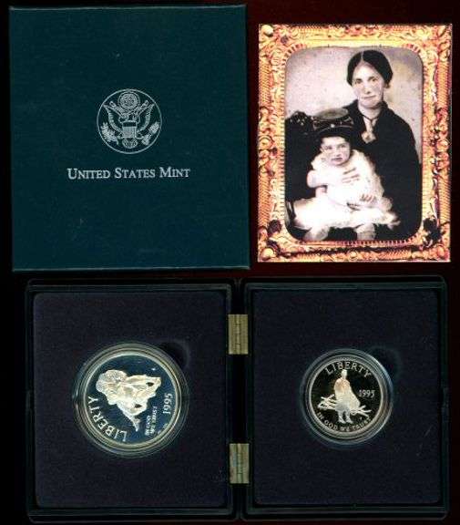 1995 US Civil War Proof Silver Dollar & Half Dollar in Special Box w/CoA