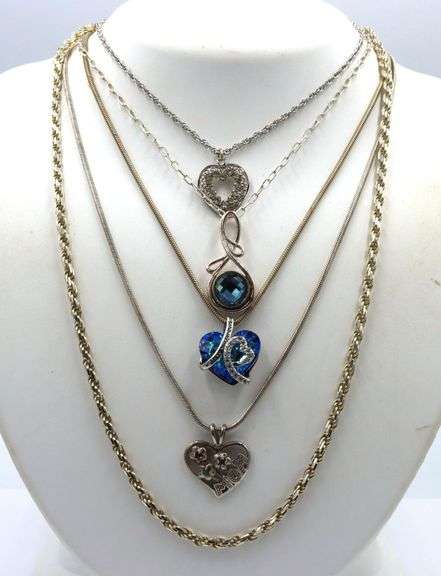 Group lot of 5 Vintage 925 sterling silver necklaces