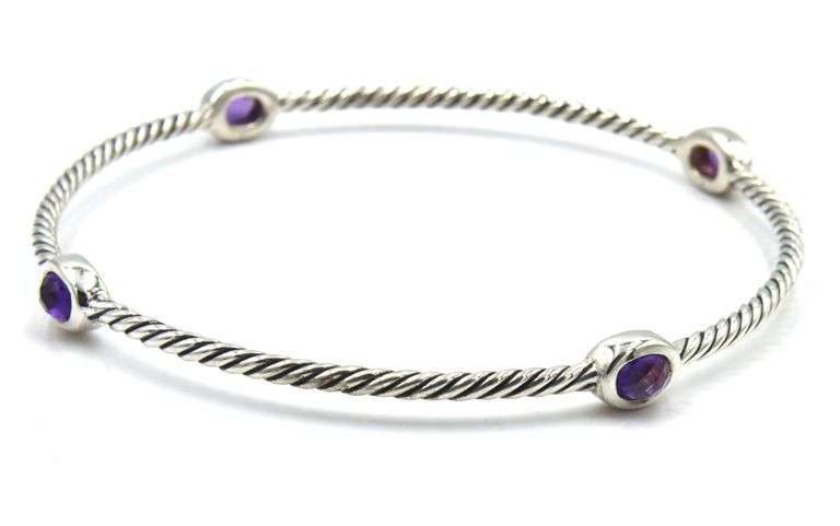 David Yurman amethyst station bangle bracelet