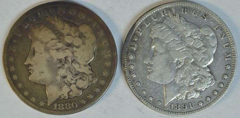 Scarce 1880-CC and 1891-CC Morgan Silver Dollars