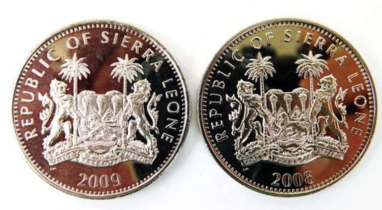2 Sierra Leone One Dollar Olympic Coins