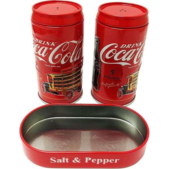 Official Coca-Cola Tin Salt & Pepper Shaker Collectible