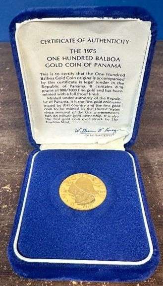 Superb Gem Proof 1976 Panama 100 Balboas Gem Proof coin in box with cert