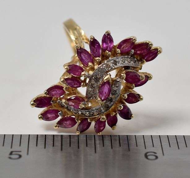 Dazzling 14K Yellow Gold Ruby Gemstone and Diamond Ring