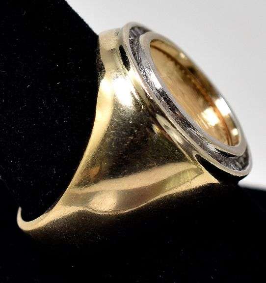 Marvelous 18K Yellow Gold 1/10th oz Gold Liberty Coin and Diamond Ring