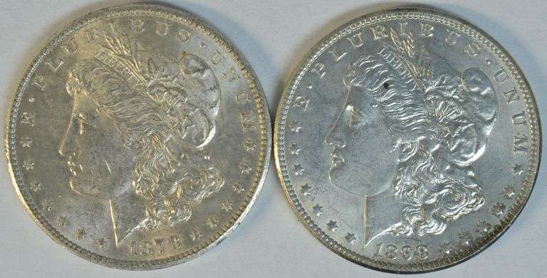 Lustrous BU 1878-S and 1898-O Morgan Silver Dollars