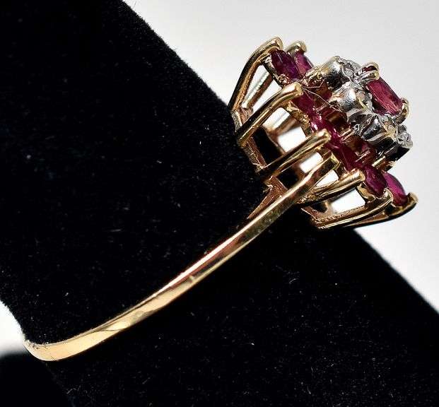 Timeless 10K Yellow Gold Ruby Gemstone and Diamond Ring