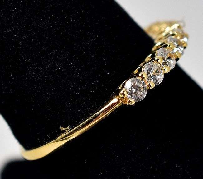 Cz Gemstone Ring in Vermeil Sterling Silver