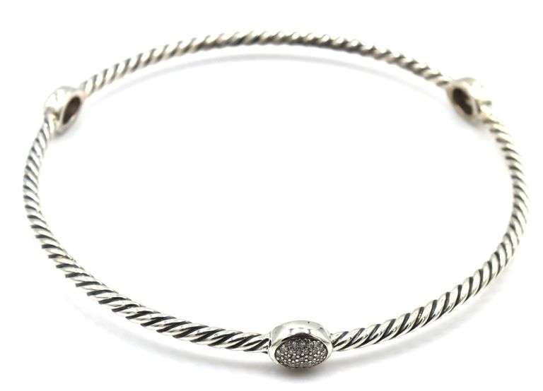 David Yurman pave station bangle in 925 sterling silver