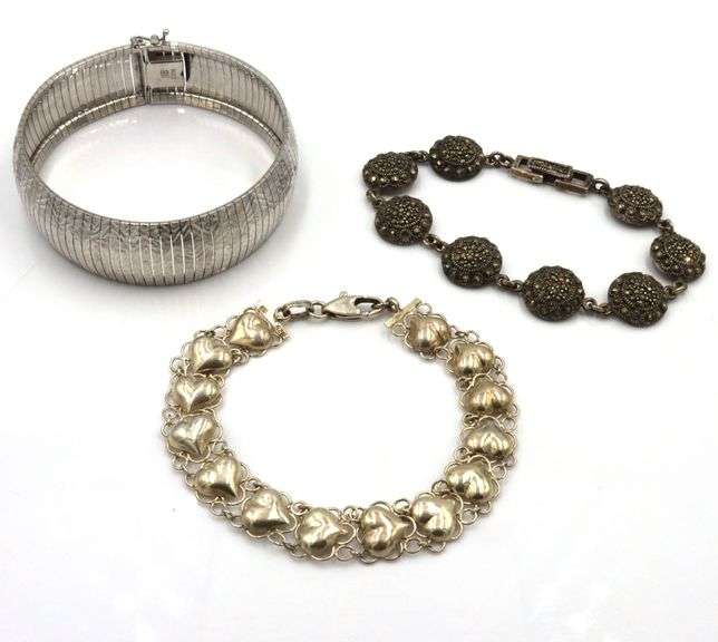 Group lot of 3 Vintage 925 sterling silver bracelets