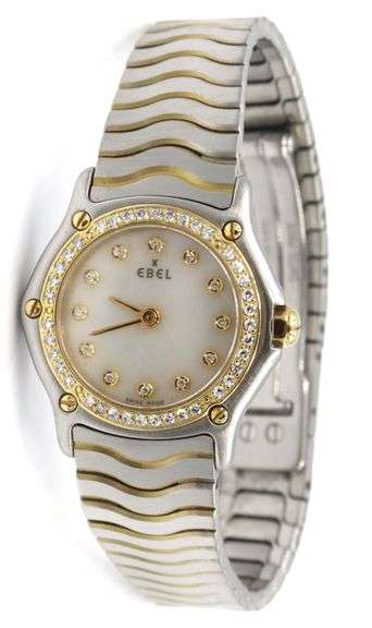 Ebel Sportwave 24.5mm quartz MOP diamond dial watch