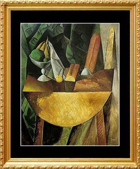 Collectible Pablo Picasso, Leaves and Bowls of Fruit in a Table