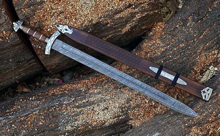 Handmade Damascus Steel Viking Sword AuthenticBlade