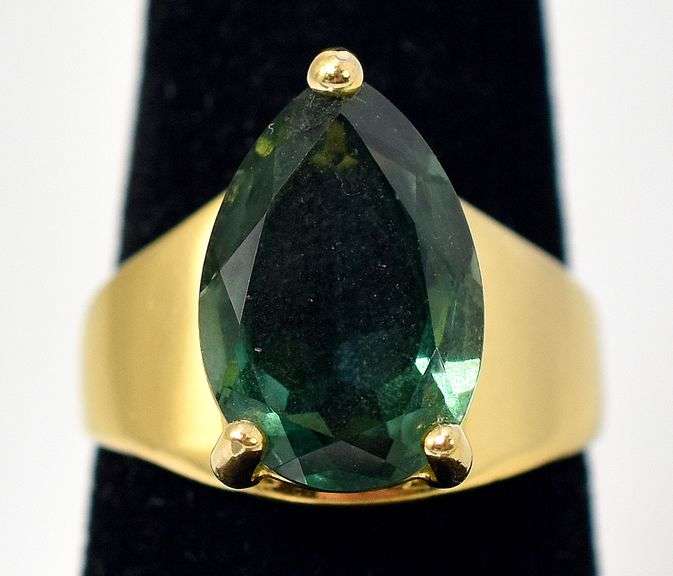 Green Gemstone Ring in Vermeil Sterling Silver
