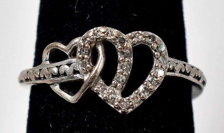 Diamond Heart Ring in Sterling Silver