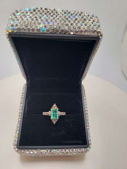 Victorian natural emeralds and diamond accent ring