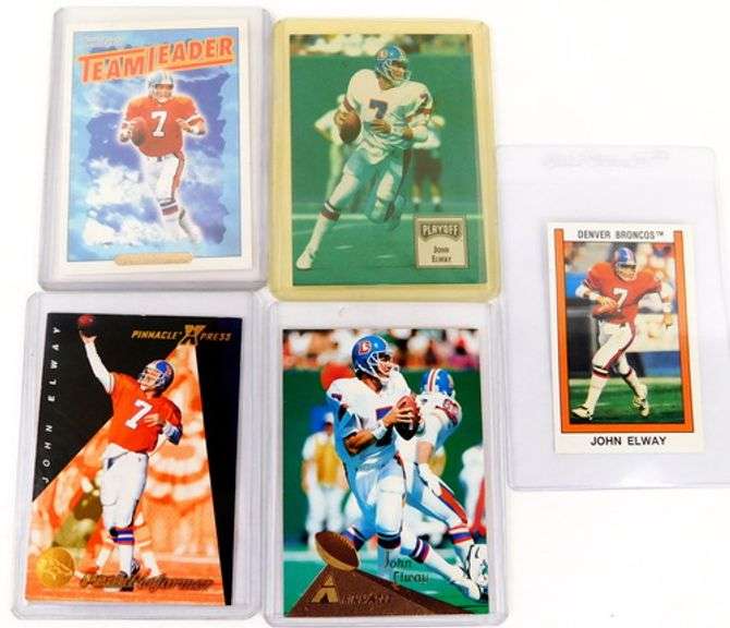 4 John Elway Football Cards & 1 Sticker