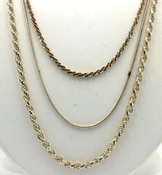 Group lot of 3 vintage 925 sterling silver chains