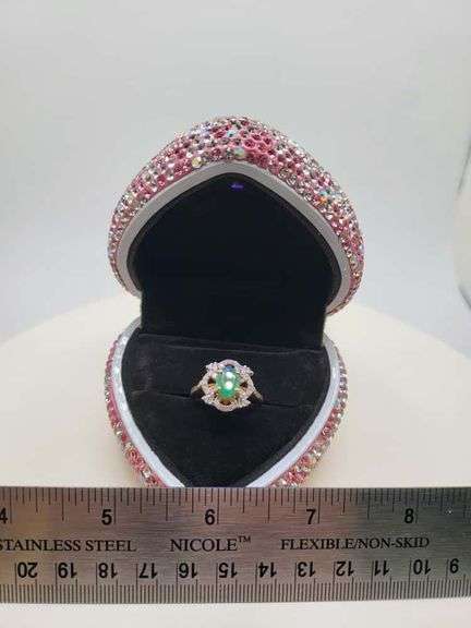 Victorian natural emeralds and diamond accent ring
