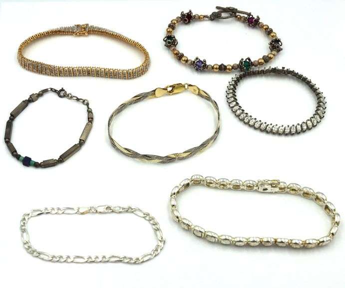Vintage 925 sterling silver group lot of 8 bracelets