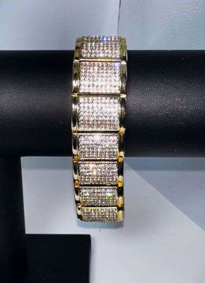 Huge 113.5 Gram 14 Kt Gold Plate Italian Designer Link Bracelet