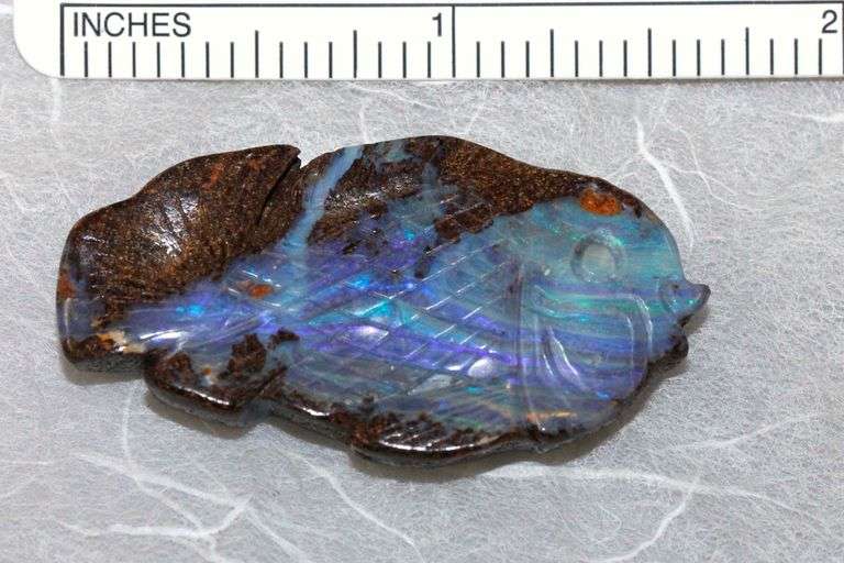 Natural Bolder Opal Carved Fish